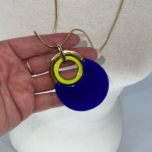 Trina Turk Womens Door‎ Knocker Goldtone Long Chain Necklace Blue Gold NWT